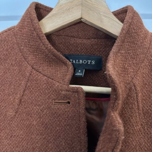 Talbots Wool Band-Collar Jacket Rust Brown Size 6 - Picture 3 of 6